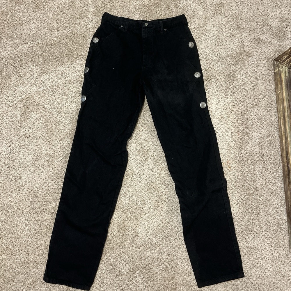 Vintage Roughrider Black Pants with Silver Button Accents